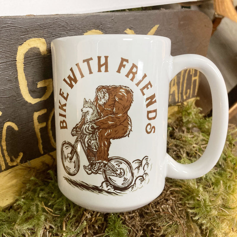 Bike with Friends Coffee Mug 15 oz Ceramic