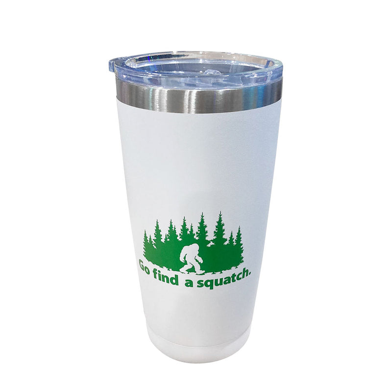 Squatch Metalworks Winter Camo Bigfoot/Sasquatch Tumbler - Stainless Steel 20 oz Reusable Insulated Travel Drinking Mug with Lid - Perfect for Hot