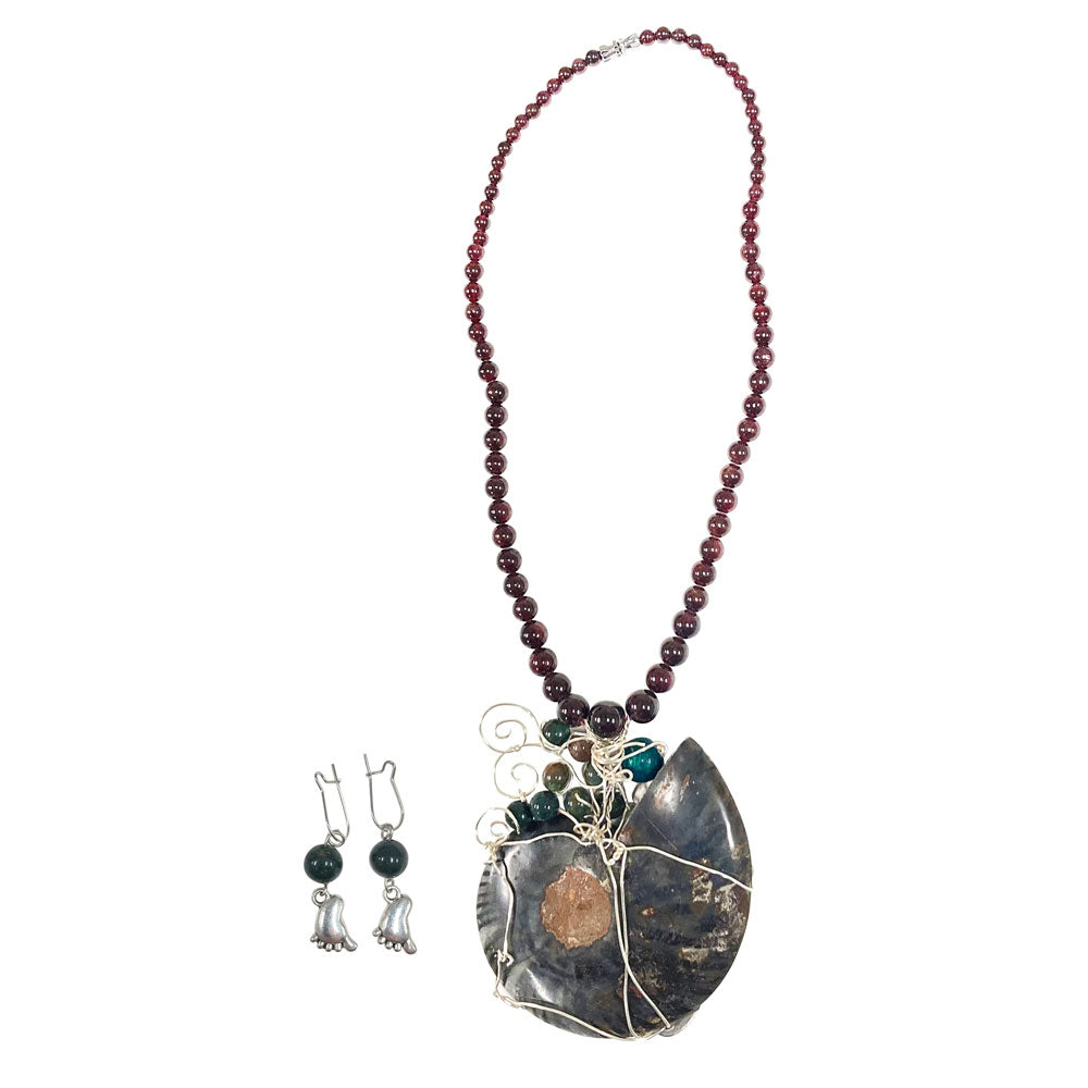 Dr. Melba Ketchum Large Stone Pendant & Earrings