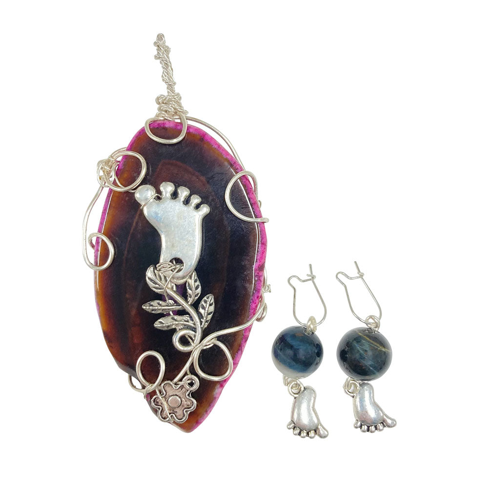 Dr. Melba Ketchum Stone Pendant & Earrings