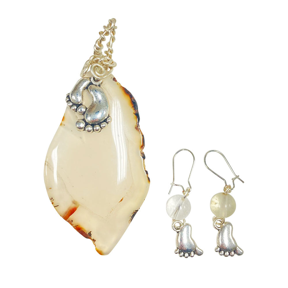 Dr. Melba Ketchum Stone Pendant & Earrings