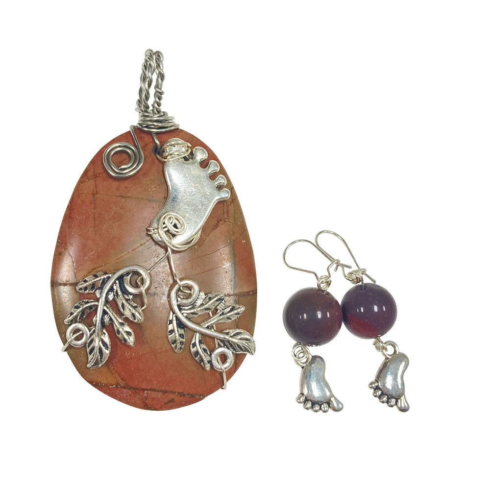 Dr. Melba Ketchum Stone Pendant & Earrings