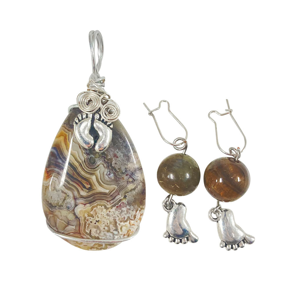 Dr. Melba Ketchum Stone Pendant & Earrings