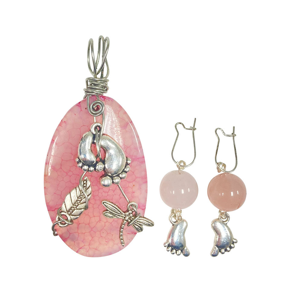 Dr. Melba Ketchum Stone Pendant & Earrings