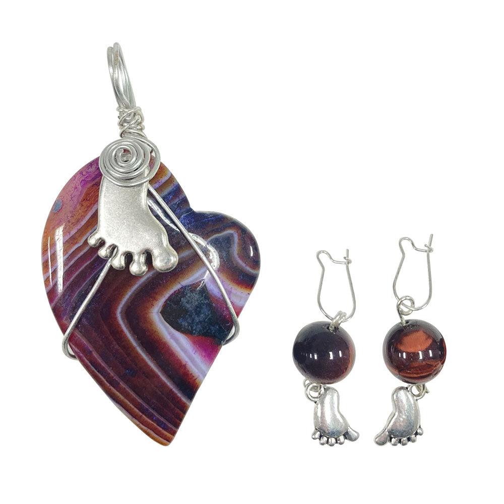 Dr. Melba Ketchum Stone Pendant & Earrings