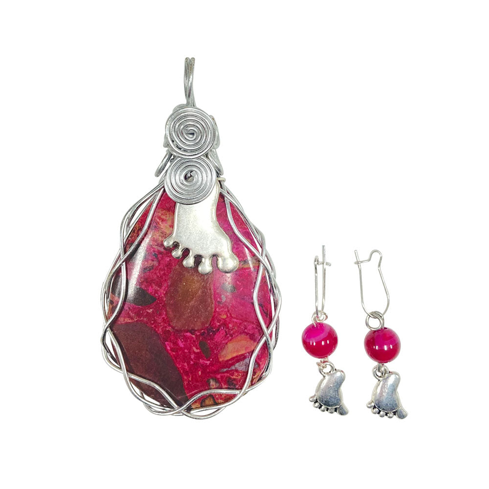 Dr. Melba Ketchum Stone Pendant & Earrings