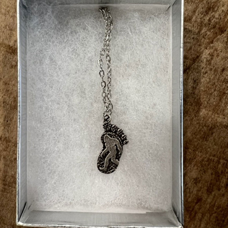 Silver Color Bigfoot Necklace with Black Patina