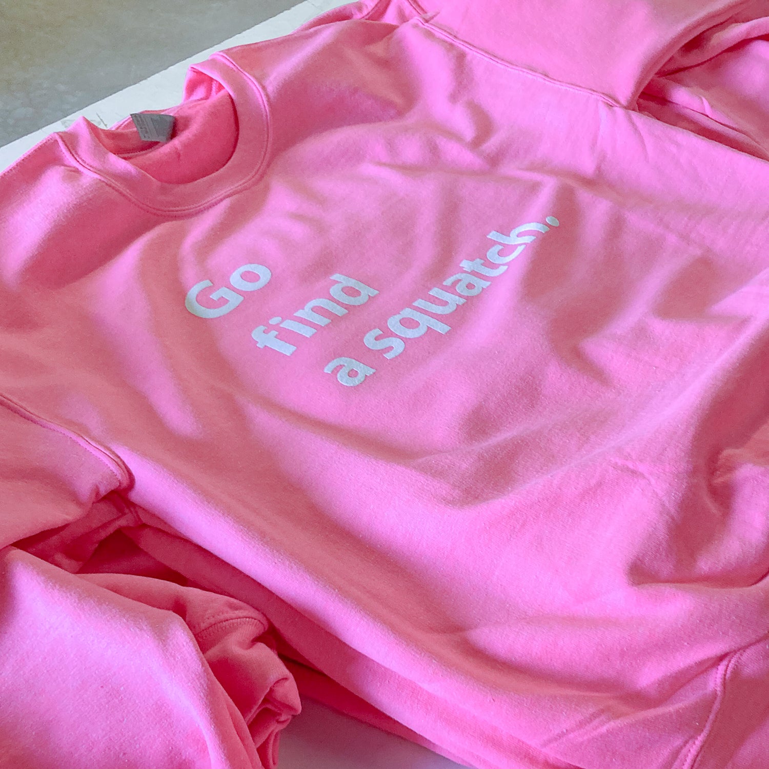 Go Find A Squatch Sweatshirt in Gray and Pink! - Sasquatch The Legend