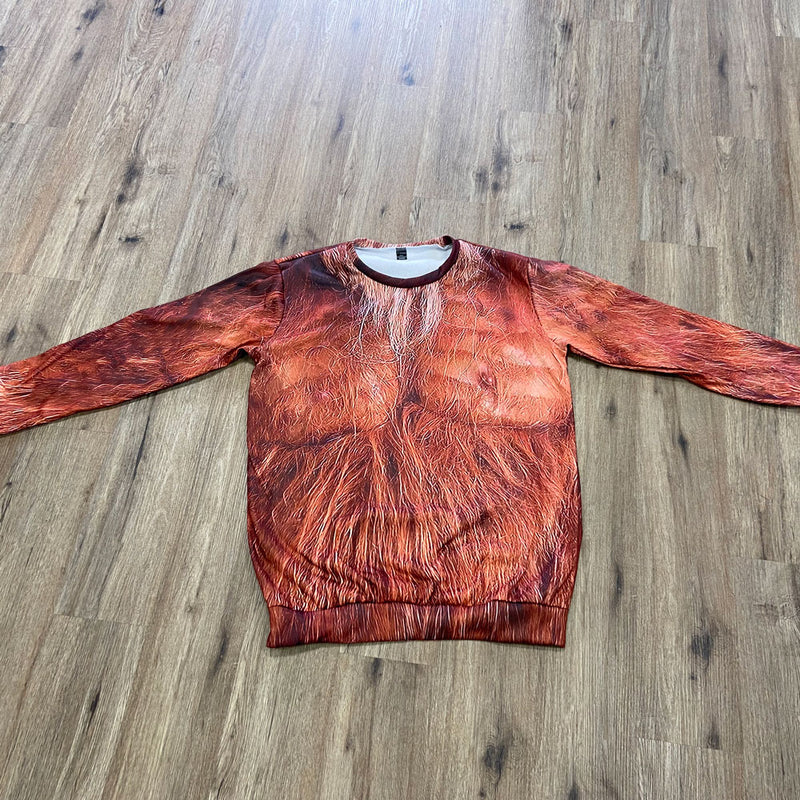 Brown Sasquatch Sweater with a 3D Printed Hair