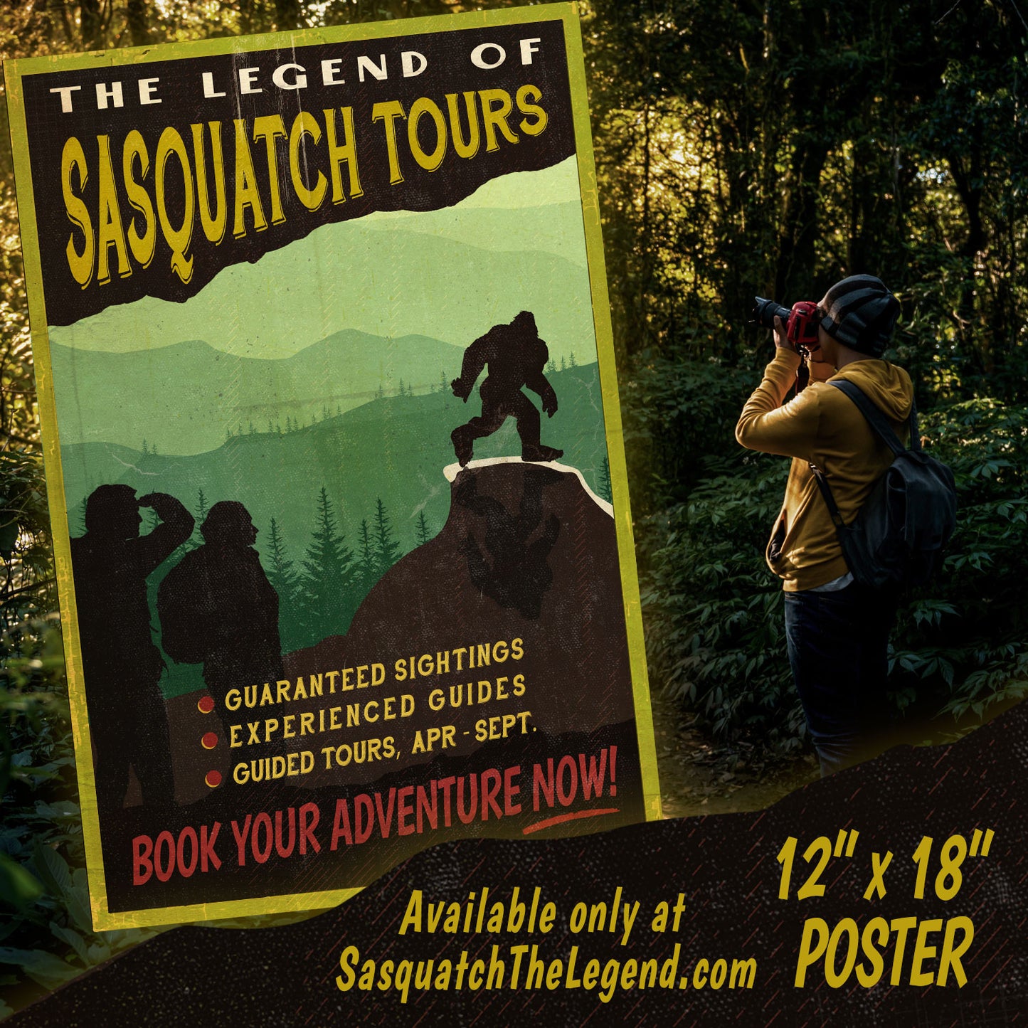 Vintage The Legend of Sasquatch Tours Poster - Sasquatch The Legend