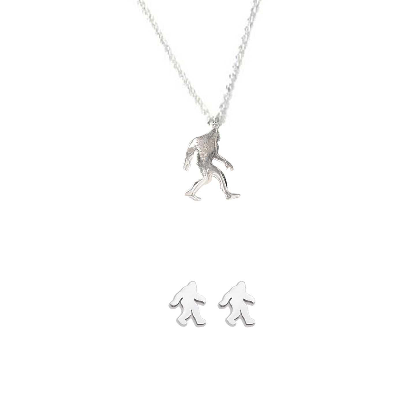 Sasquatch Necklace, Silver Color