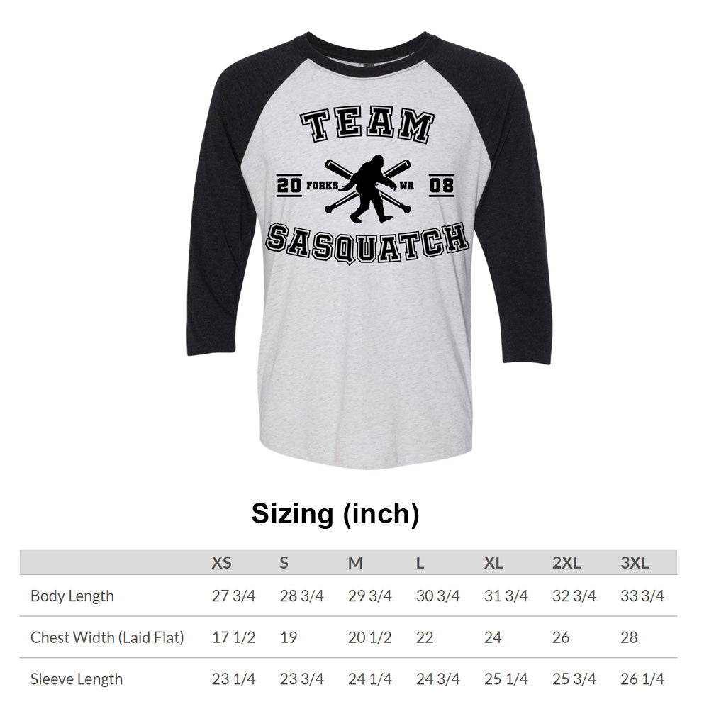 Team Sasquatch 3/4-Sleeve Raglan Baseball T-Shirt