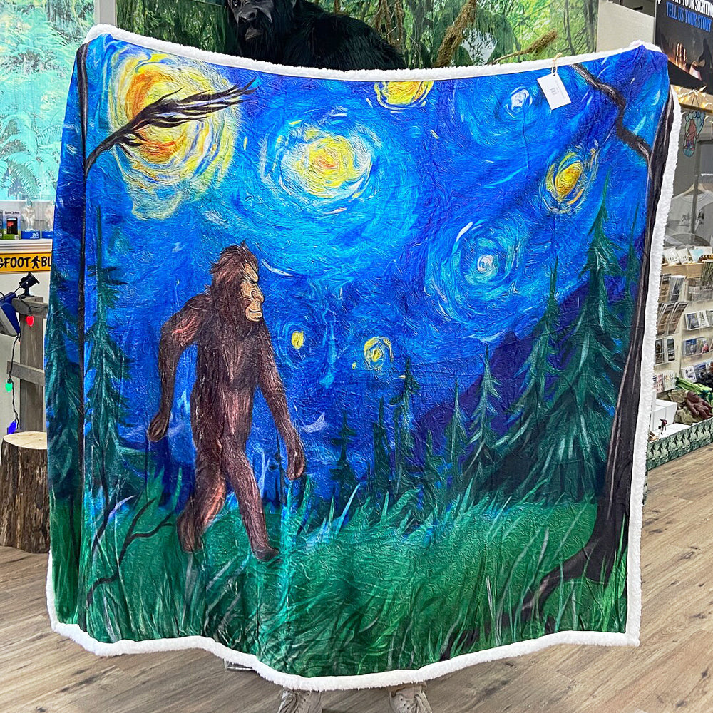 Sasquatch Starry Night Fleece Blanket