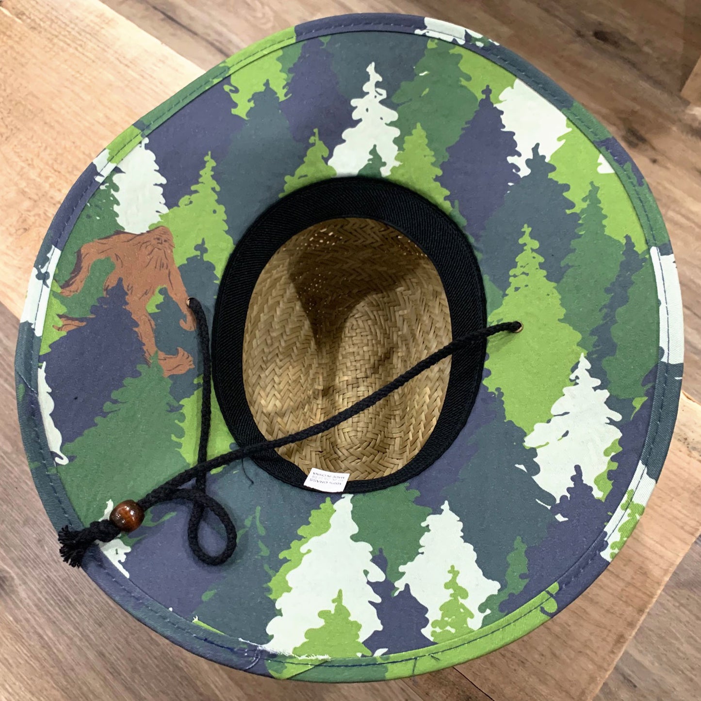 Straw Sun Hat with a Sasquatch The Legend Patch on the front