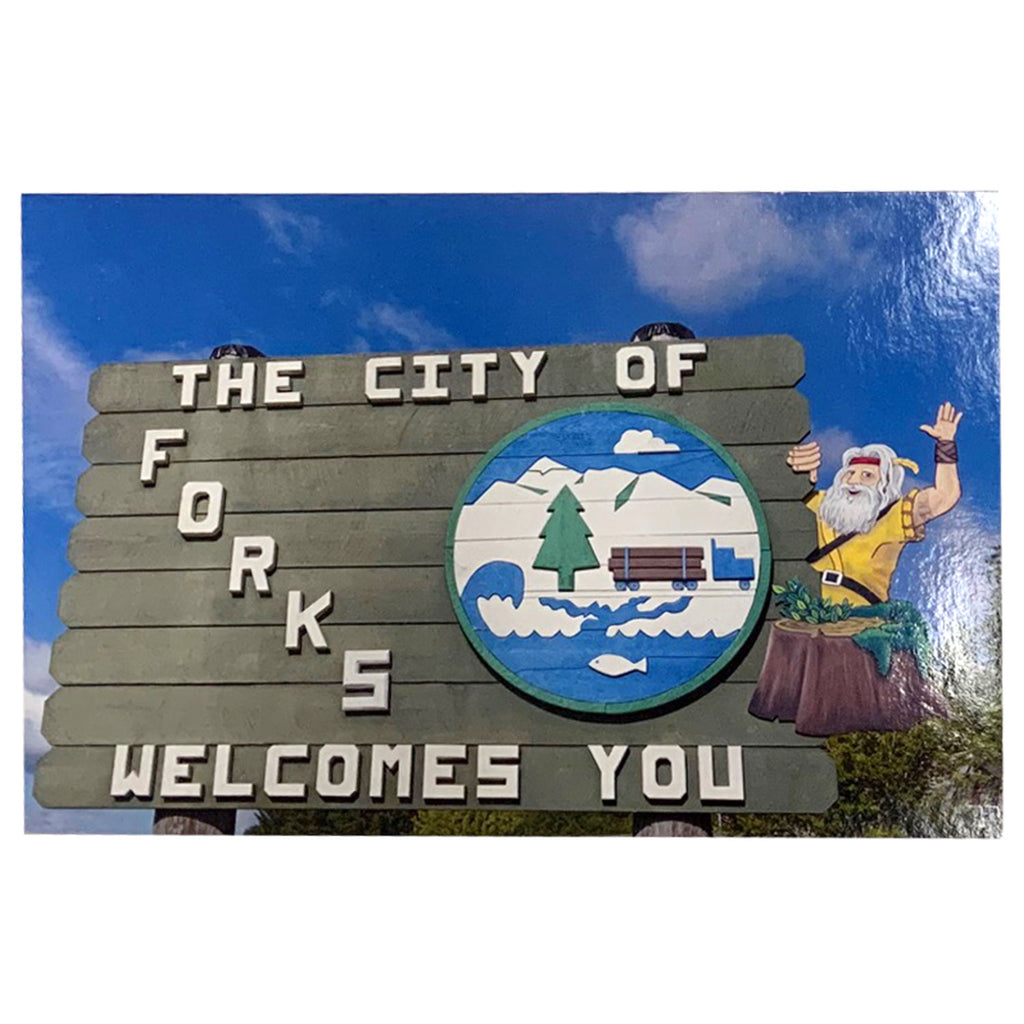 The City of Forks Welcome Sign Postcard