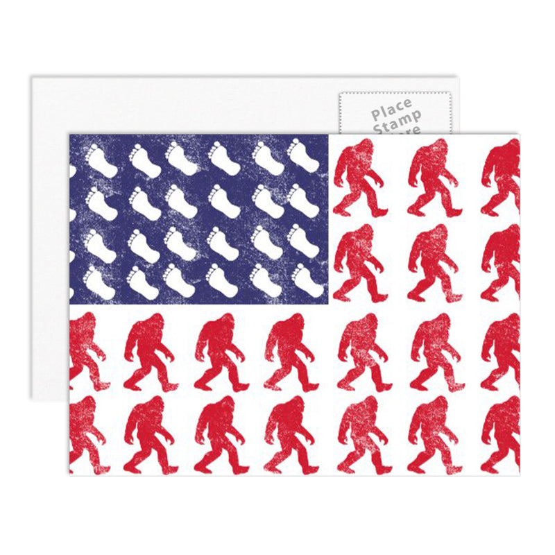 Bigfoot American Flag Postcard, 4 Postcards - Sasquatch The Legend