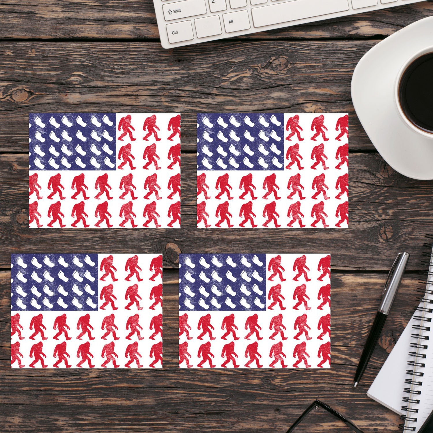 Bigfoot In American Flag Postcard – Sasquatch The Legend
