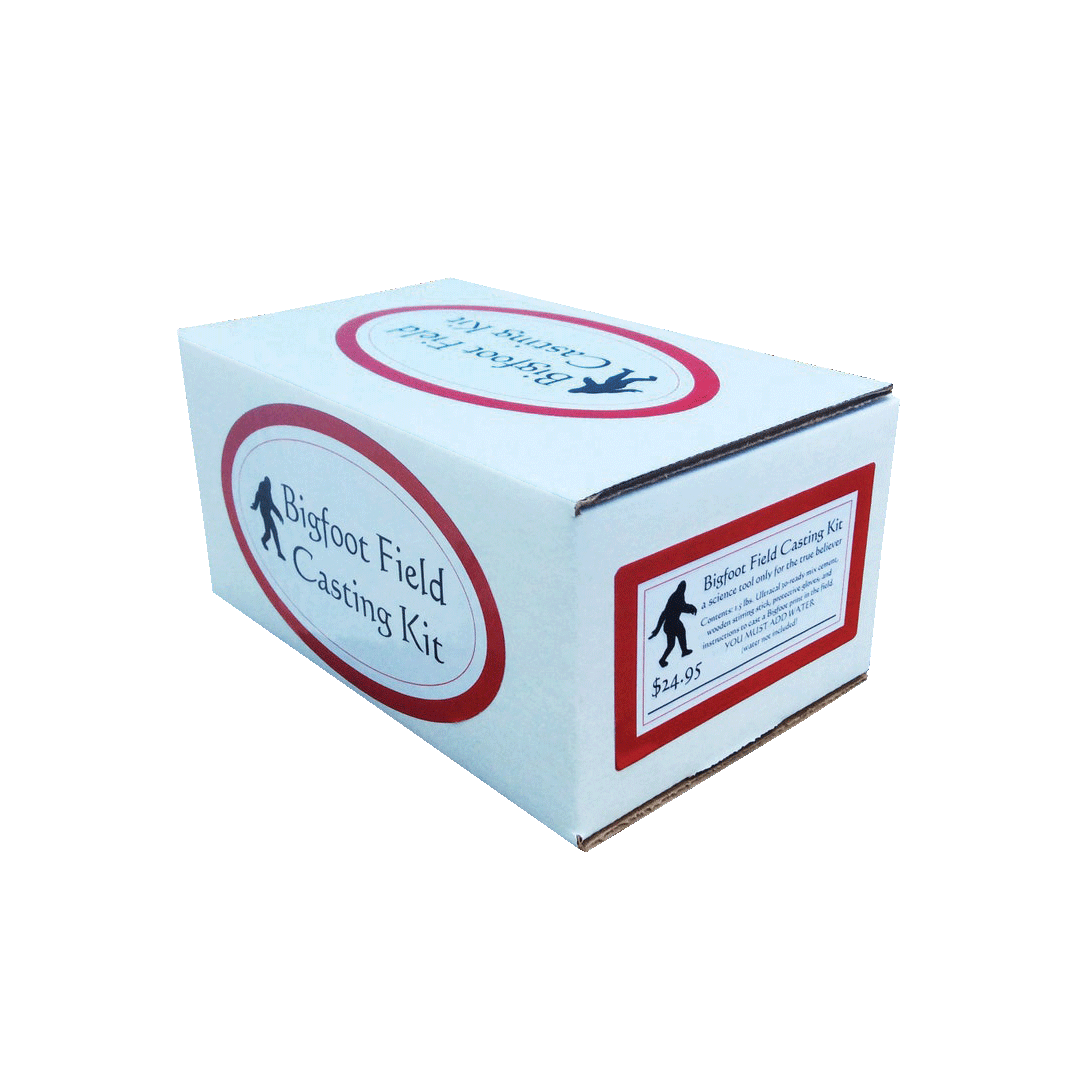 Portable Bigfoot field casting kit with plaster and mixing supplies