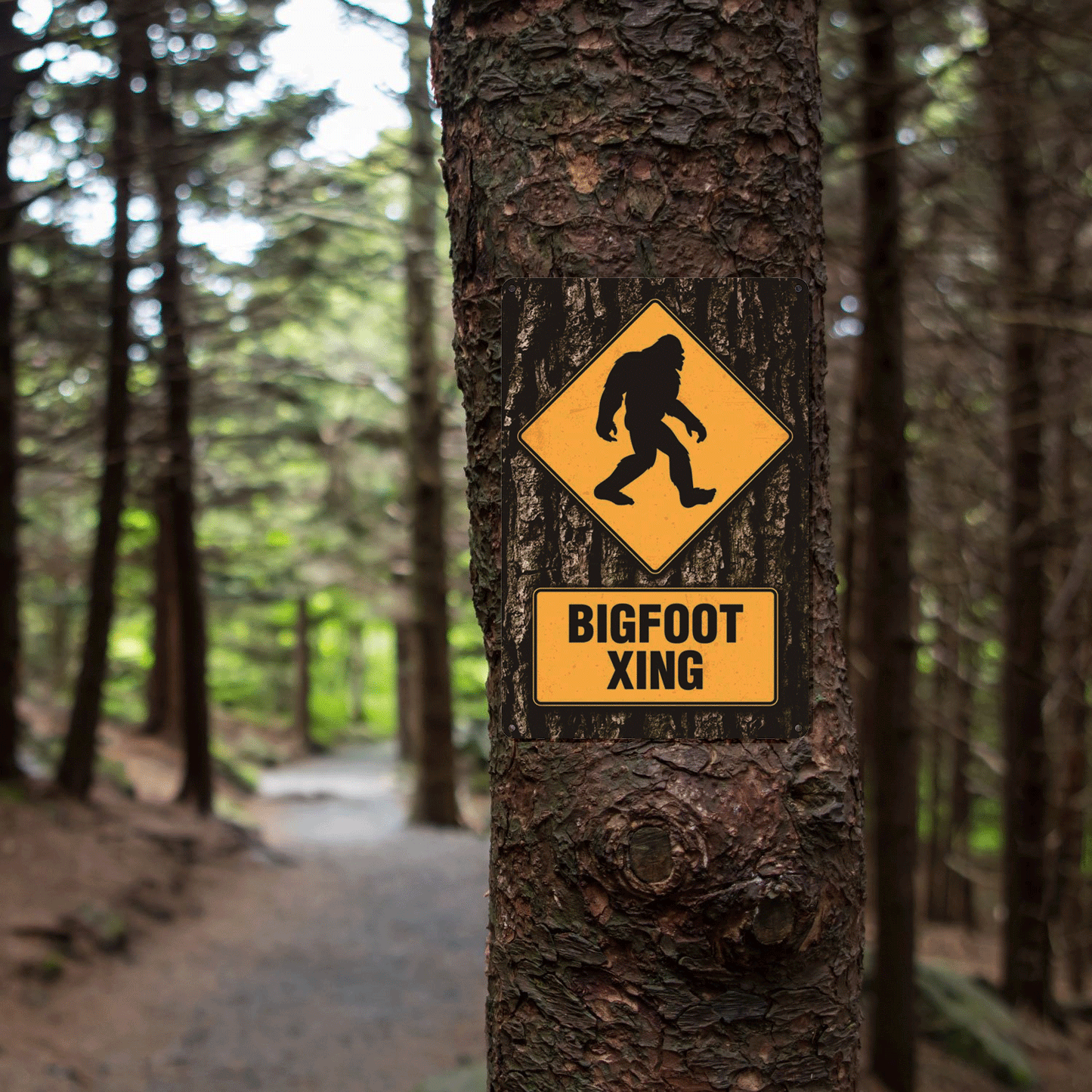 BIGFOOT XING Tin Sign - Sasquatch The Legend