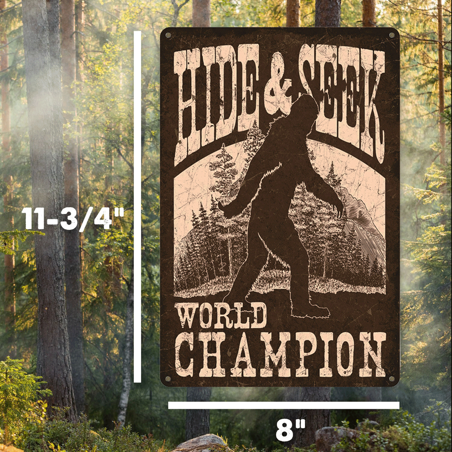 HIDE & SEEK Champion Tin Sign - Sasquatch The Legend