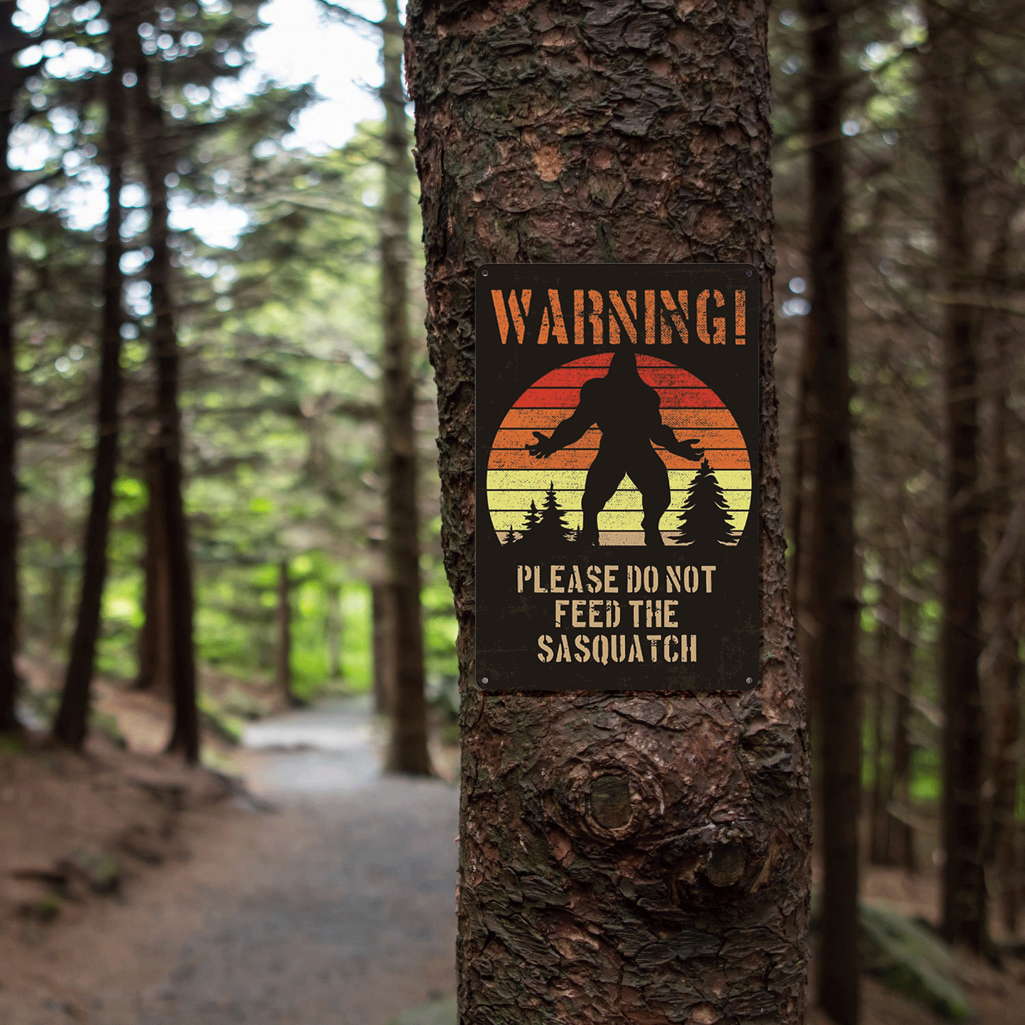 Retro Do Not Feed Sasquatch Tin Sign - Sasquatch The Legend