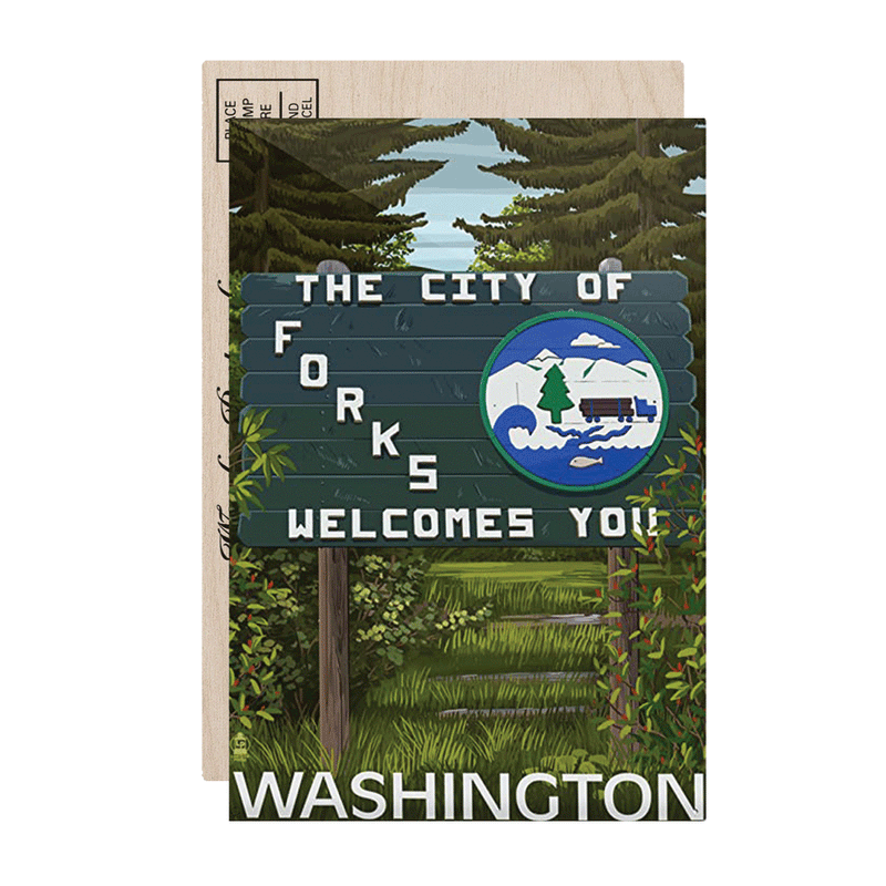 Forks WA, Town Welcome Sign Postcard - Sasquatch The Legend