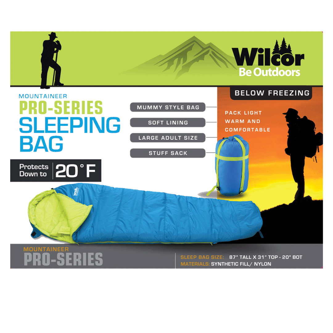 Wilcor Mountaineer Pro Series Blue Mummy Bag - Sasquatch The Legend